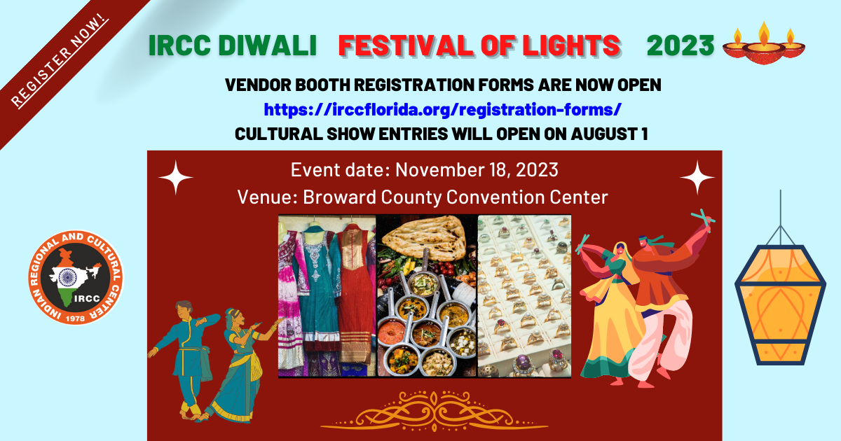 Vendor Booth Registrations Open for IRCC Diwali Festival of Lights 2023